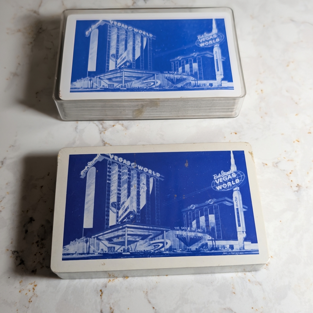 RARE Vintage Vegas World Casino Playing Cards – 2 Deck Collector Lot